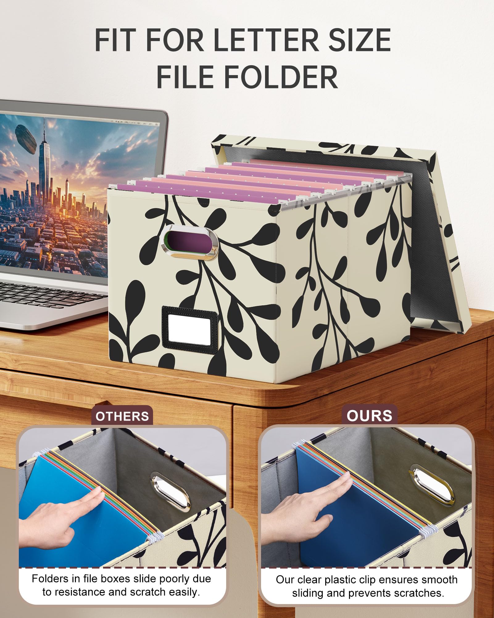 Oterri 2 Pack File Storage Organizer, Document Organizer, Portable File Box with Lid, Fit for