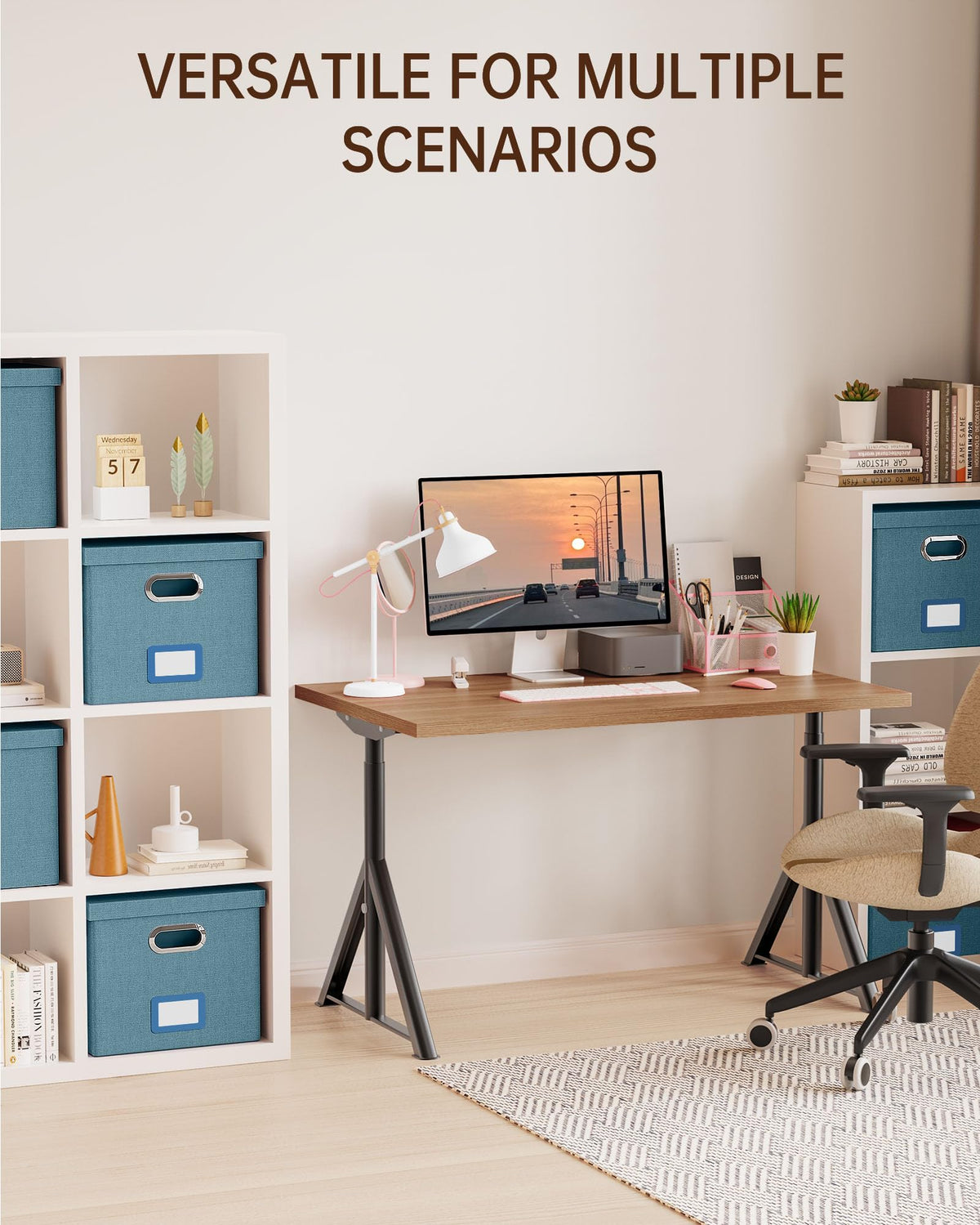 Oterri File Organizer with Lid, File Box, File Cabinet for Letter File Folder Storage, Hanging File