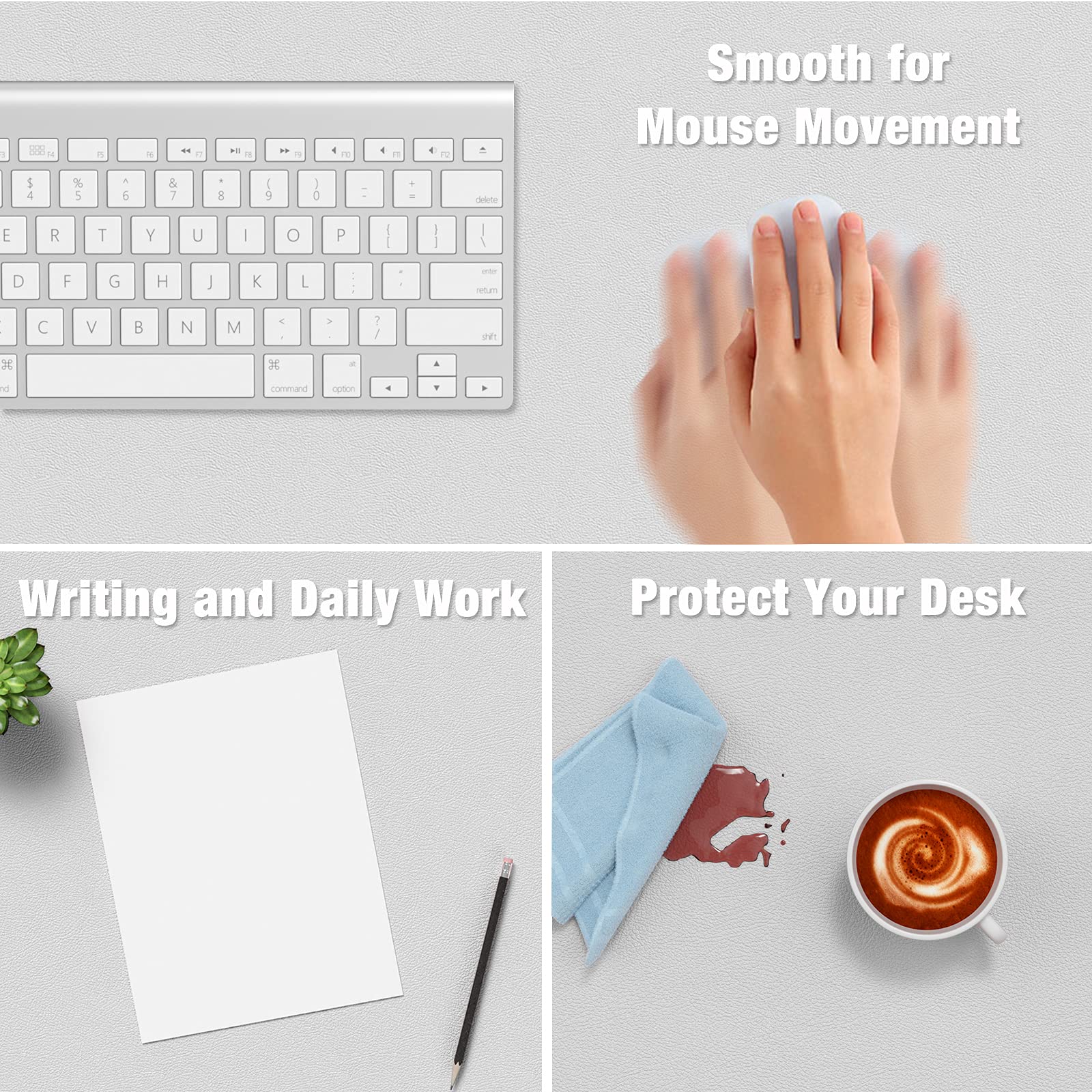 Hsurbtra Desk Pad, 35.5" x 17" PU Leather Desk Mat, XXL Extended Mouse Pad, Waterproof Desktop