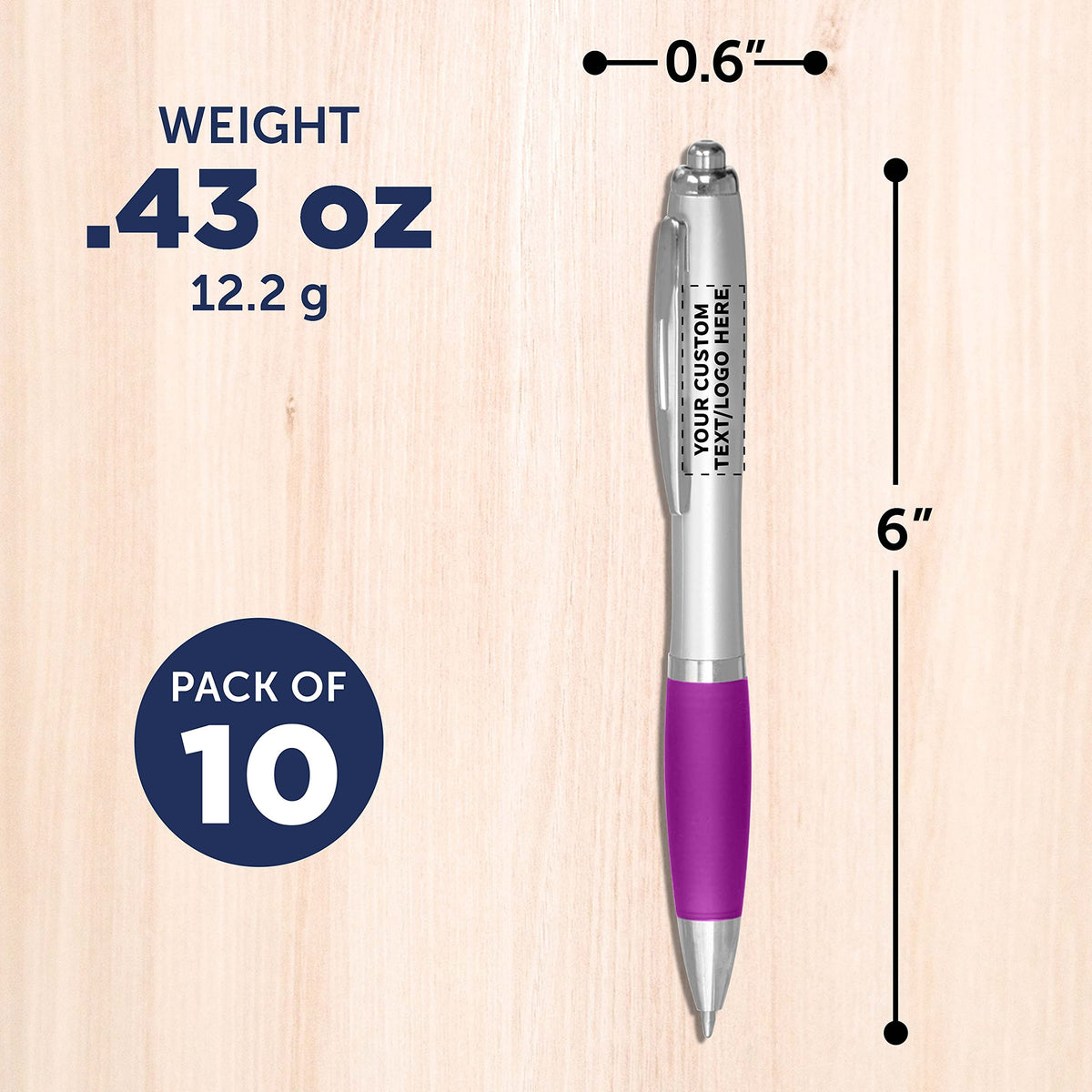 Personalized Ballpoint Pens with Rubber Grip and Click Button, Pack of 10 by DISCOUNT PROMOS