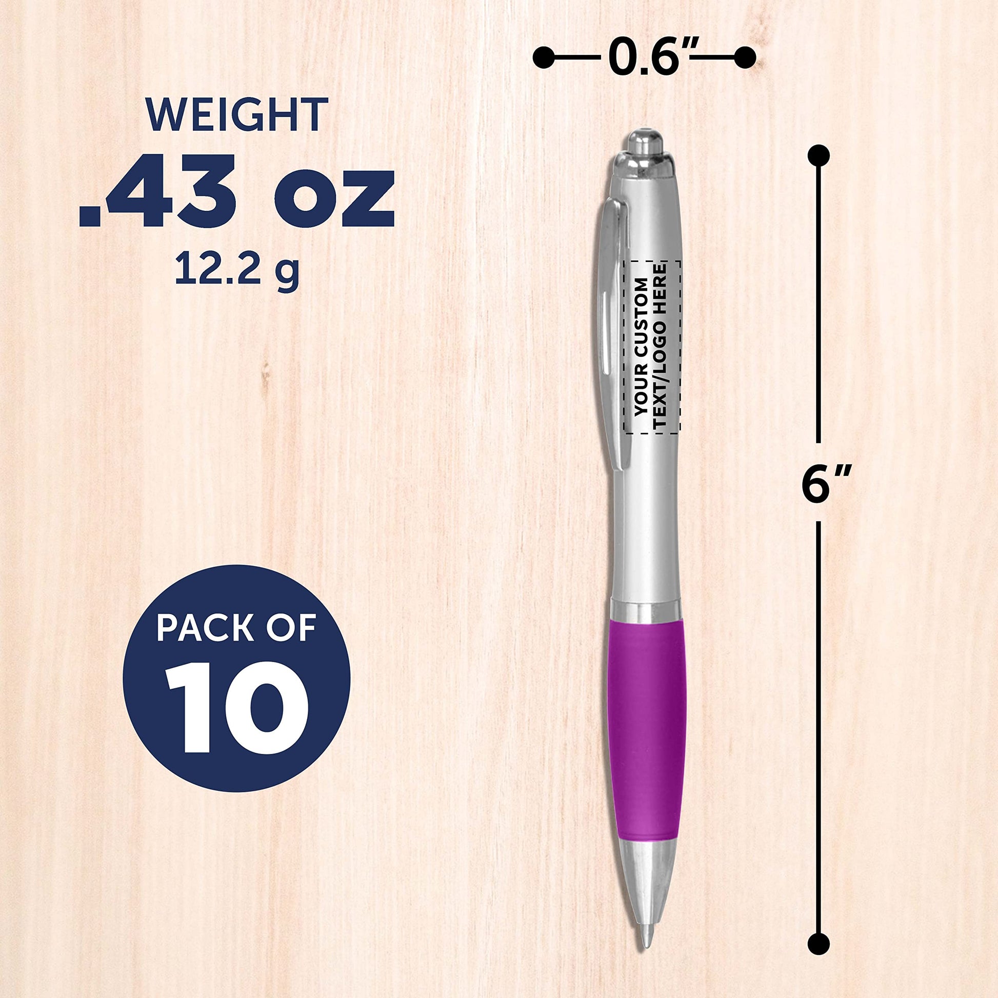 Personalized Ballpoint Pens with Rubber Grip and Click Button, Pack of 10 by DISCOUNT PROMOS