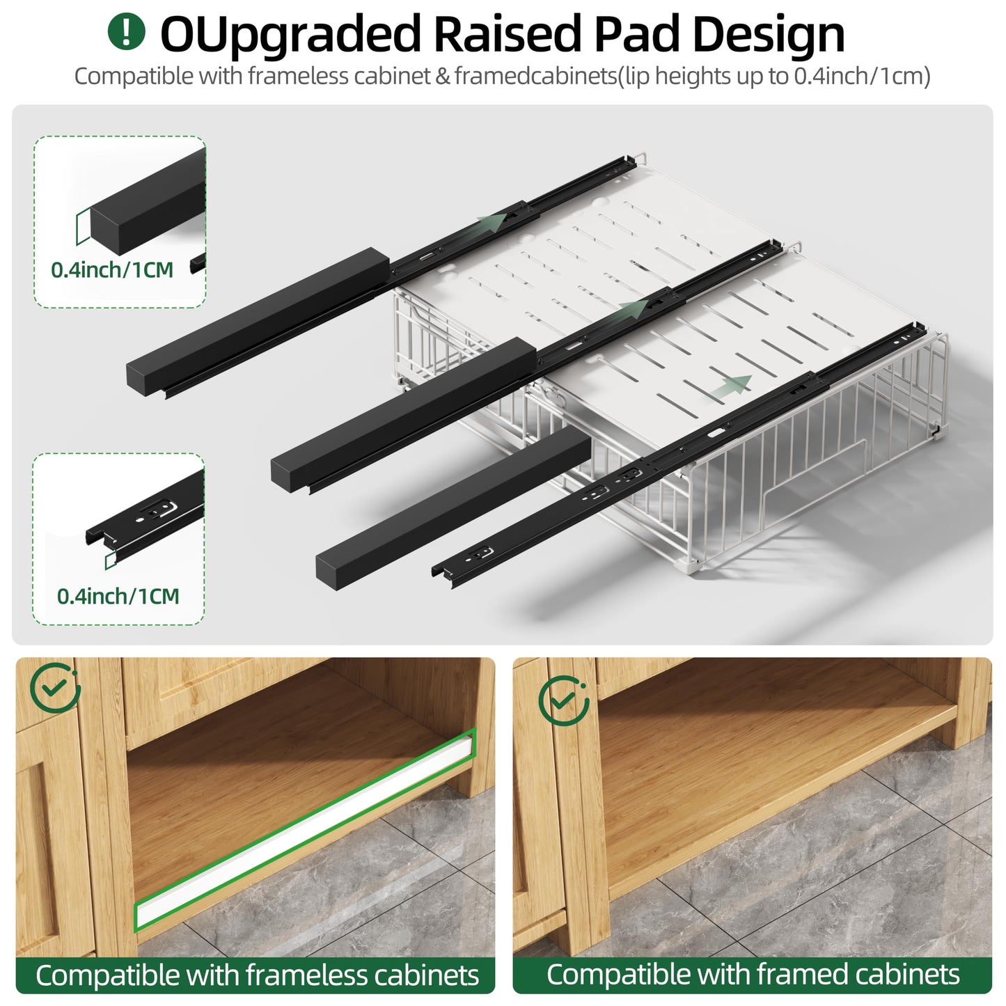 NETEL 2 Pack Expandable Pull Out Cabinet Organizer, 16.5" Deep White