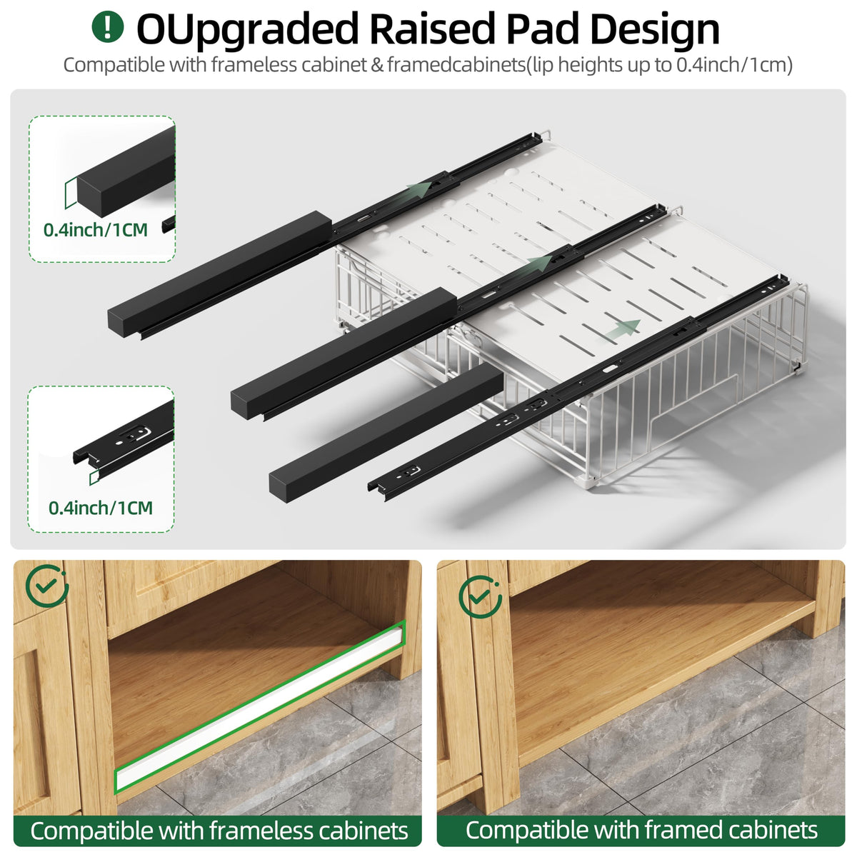 NETEL 2 Pack Expandable Pull Out Cabinet Organizer, 16.5" Deep White
