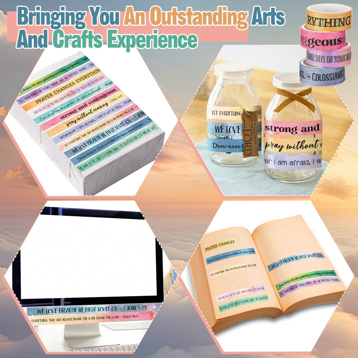 Janlaugh 24 Rolls Christian Washi Tape Gifts for Bible Journaling, Morandi