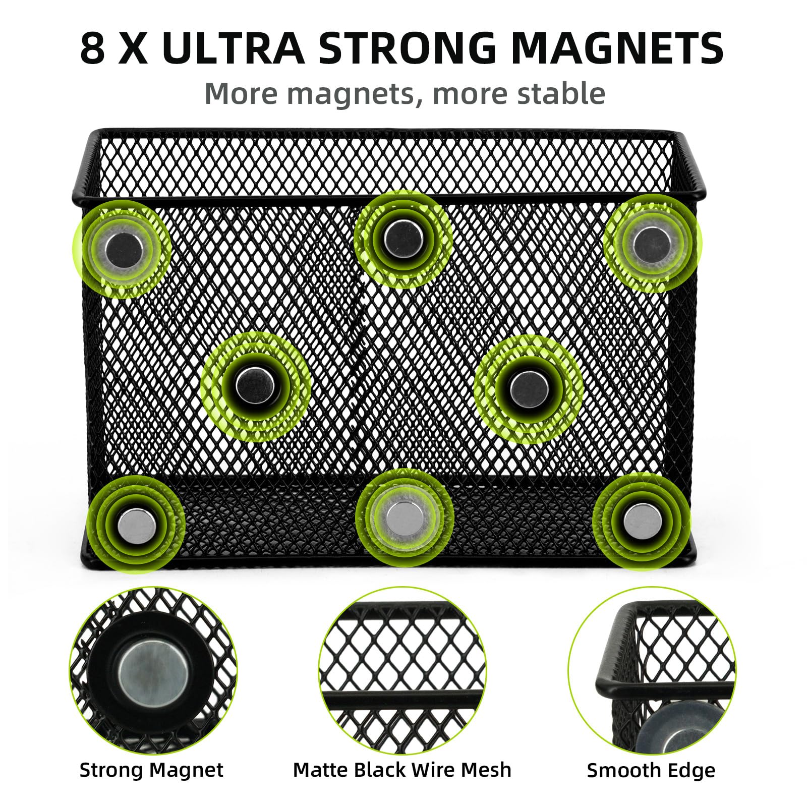Neudeco Magnetic Locker Shelf Organizer, Black, Pack of 3