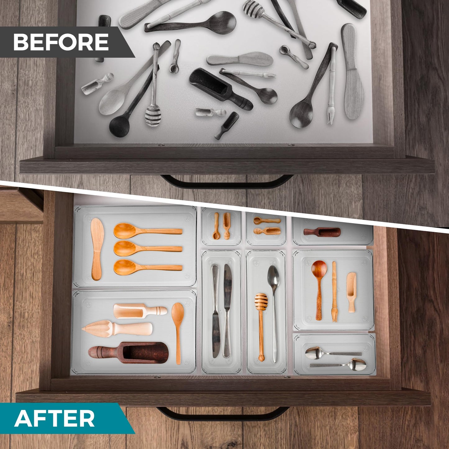 Ravinte Decor 4 Pack Drawer Organizers, 3"X 9" Clear Acrylic Storage Bins
