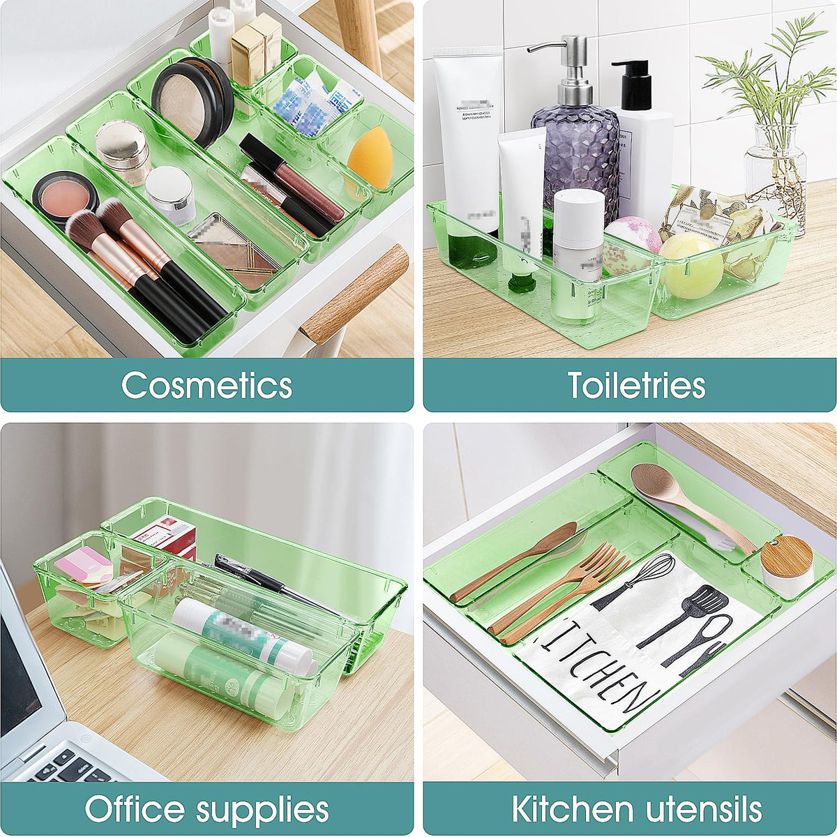 25 PCS Plastic Drawer Organizer Set, Makeup Organizers and Storage Bins