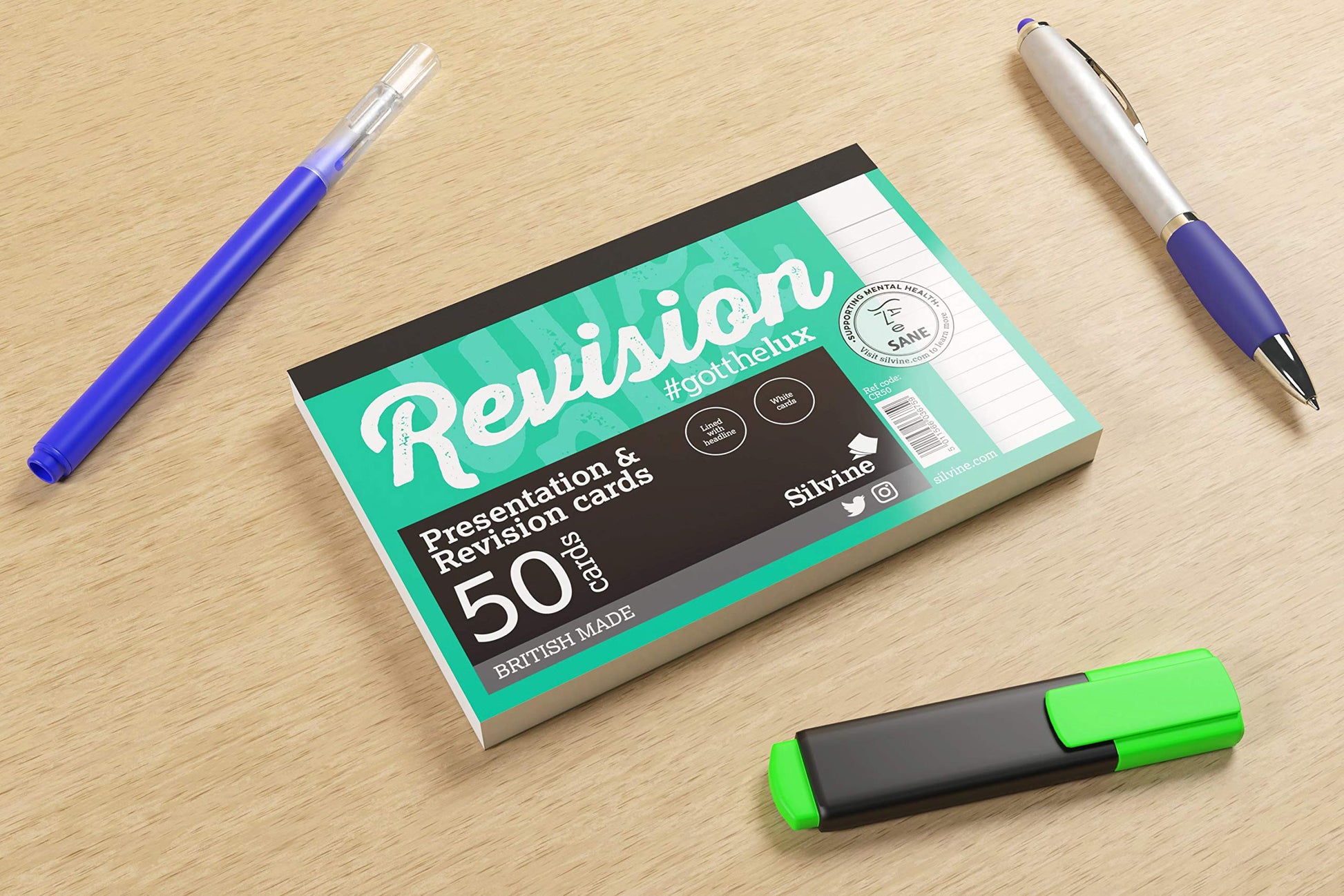 Silvine Luxpad 6x4" Gluebound Revision & Presentation Cards - White. 50 Cards Per Pad, Lined with