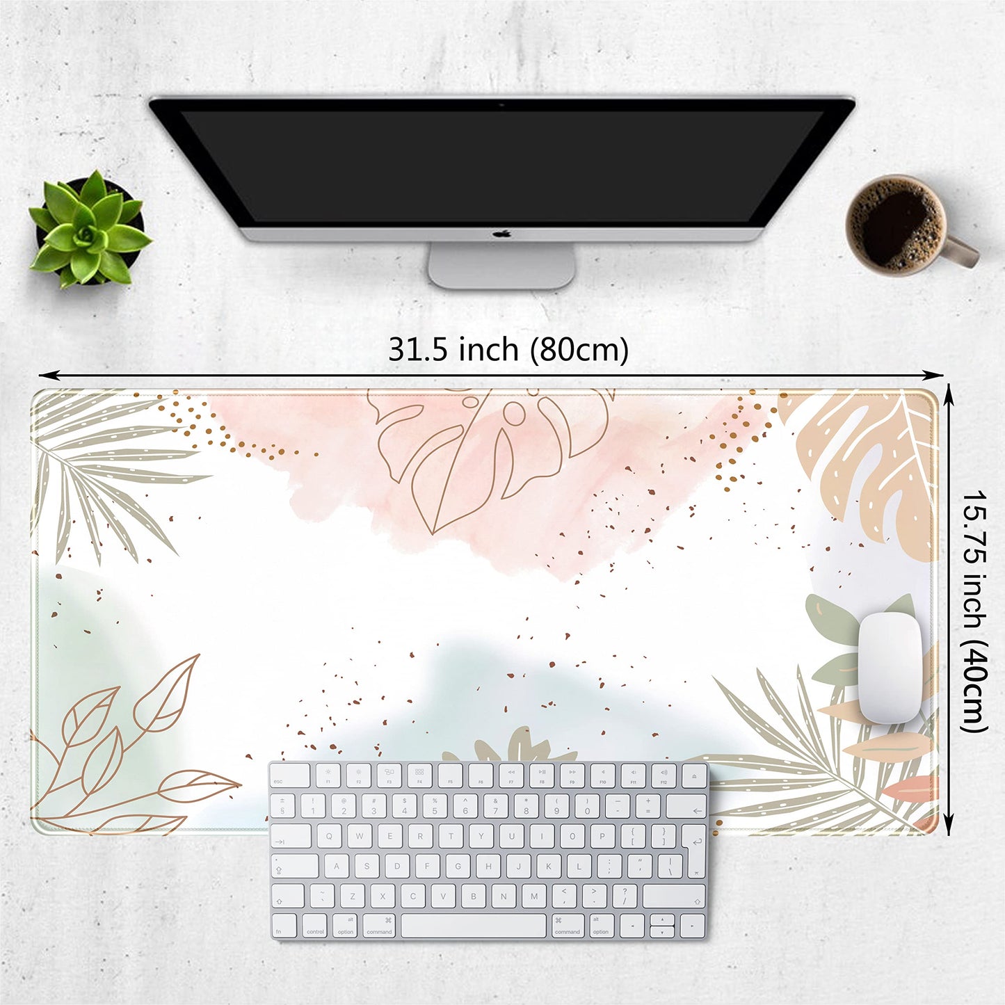 Keyboard mat Boho Pastel Painting Mousepad Matcha Green Plant Abstract Accessories Desk pad Mouse