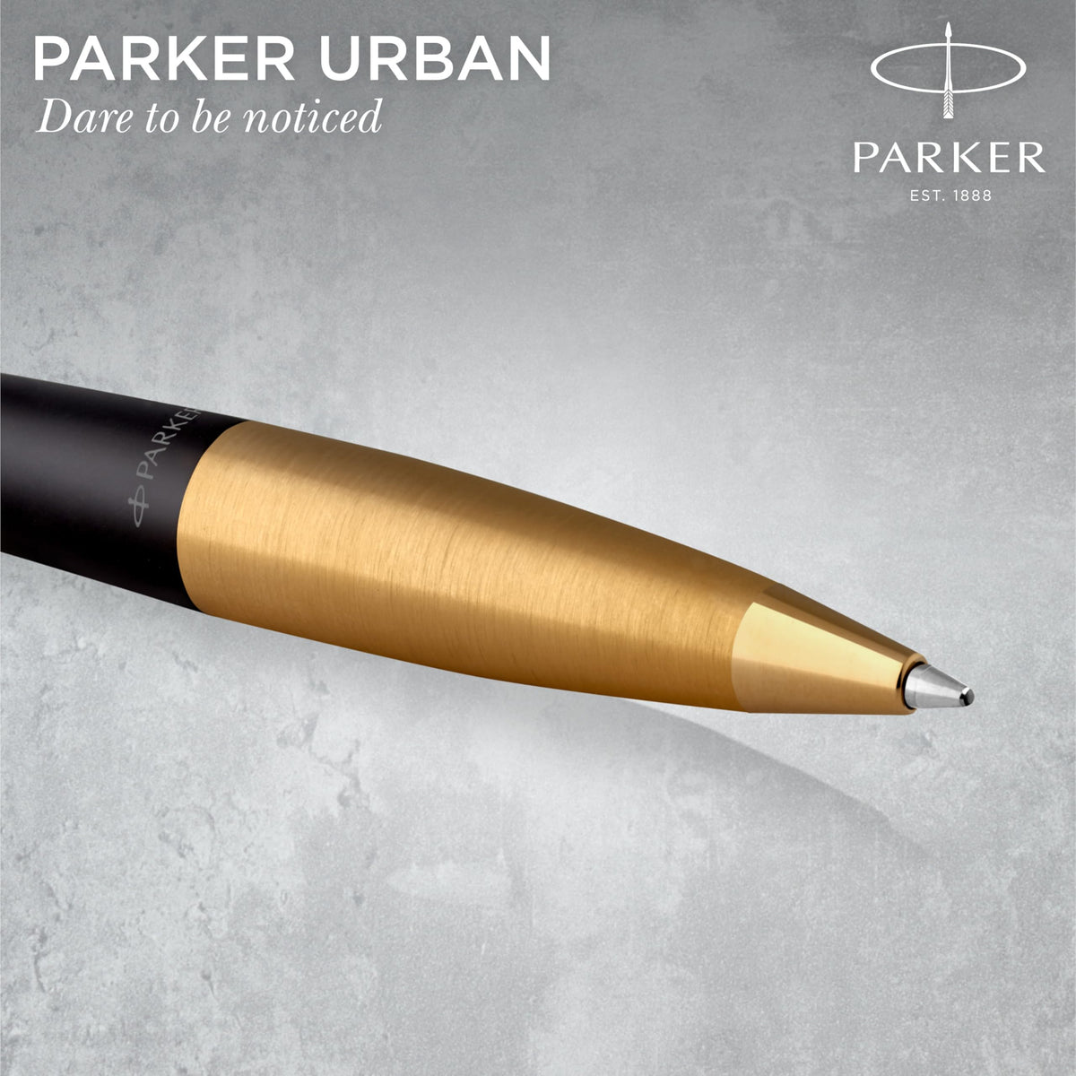 Parker Urban Twist Ballpoint Pen | Muted Black with Gold Trim | Medium Point Blue Ink Refill | Gift