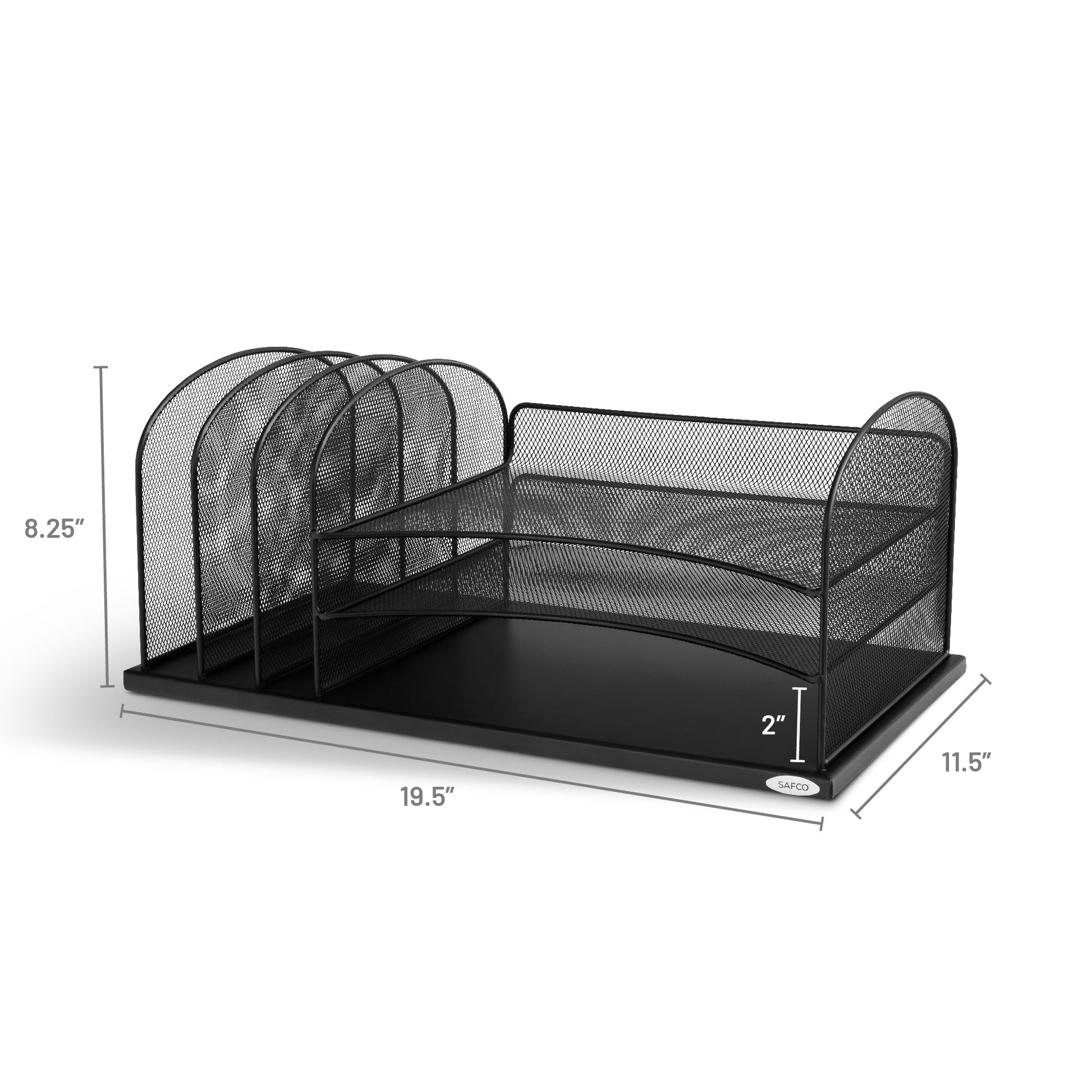 Safco Onyx Desk Organizer, 3 Vertical Compartments and 3 Trays, Office and Classroom Mailbox
