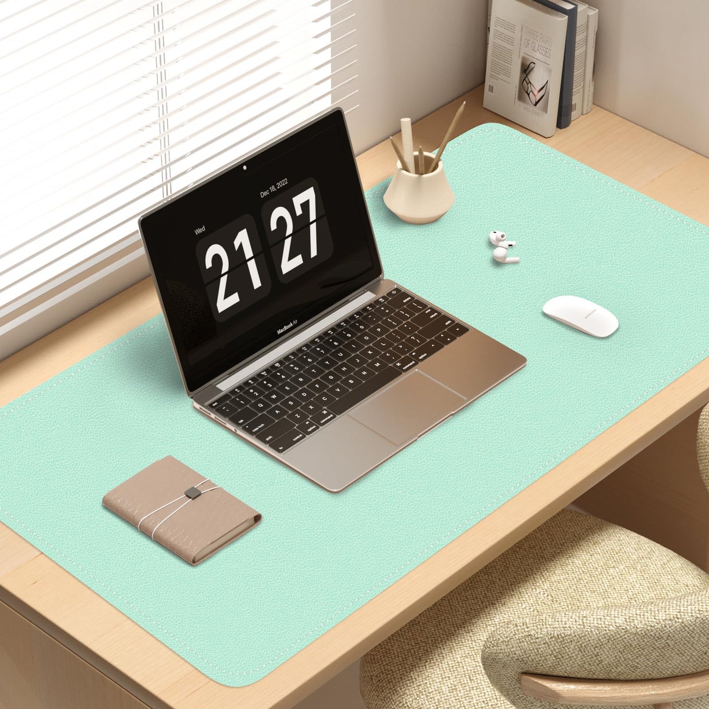 Dual-Sided Desk Mat, Large Pad, Waterproof Smooth PU Leather Blotter Protector, Mouse Pad, Desk