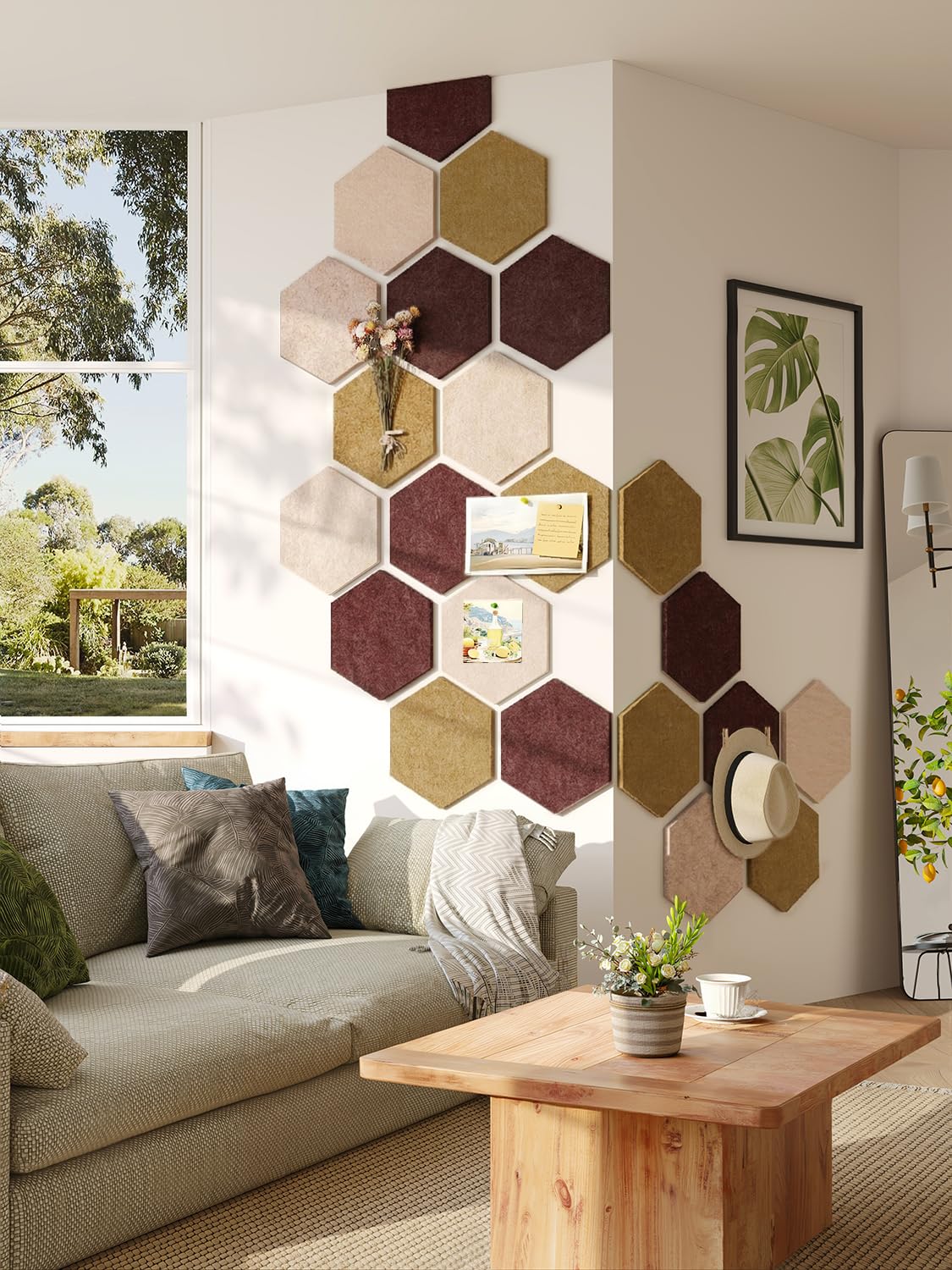 Uoisaiko 8-Pack Hexagon Felt Bulletin Board Tiles, Cork Board Alternative