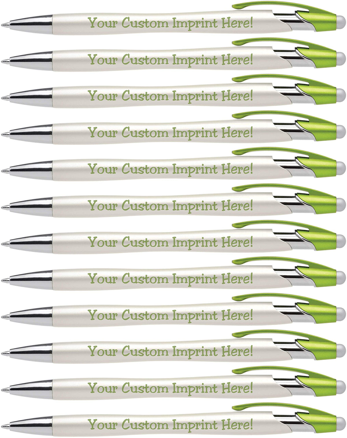 ExpressDesigns™ - Custom Pens with Stylus - The Pearl - Personalized Metallic Printed Name Pens
