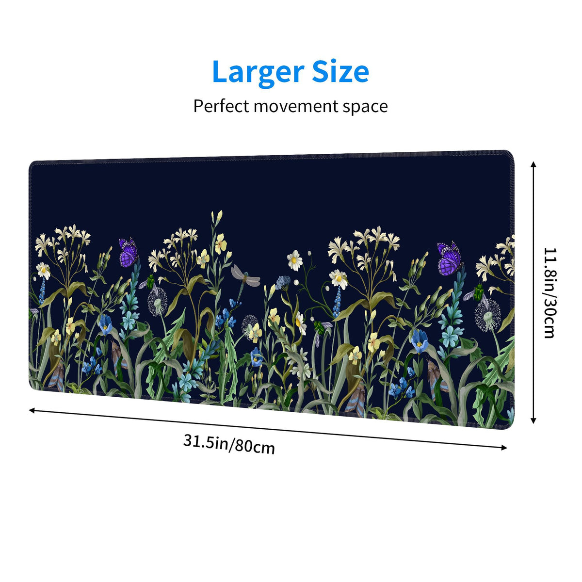 Weeds Flowers Large Mouse Pad,Gaming Keyboard Desk Pad,Extended Mouse Mat Non-Slip Rubber Base with