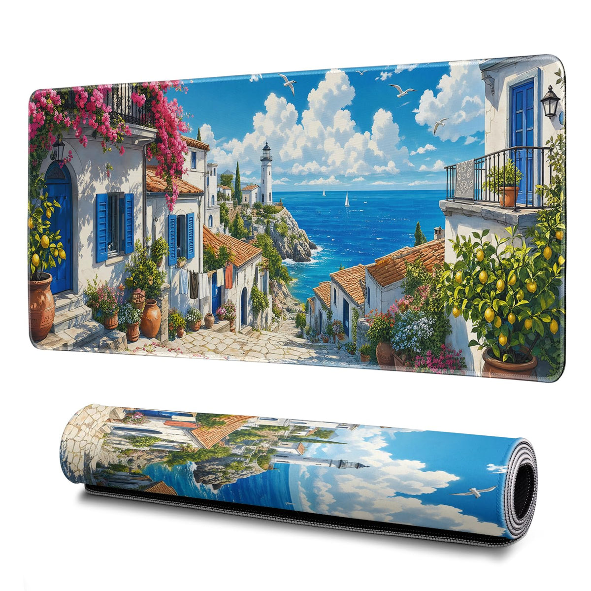 Japanese Street Scene Mouse Pad Desk Mat XL Extended Large Gaming Desk Pad Mousepad, Oil Painting