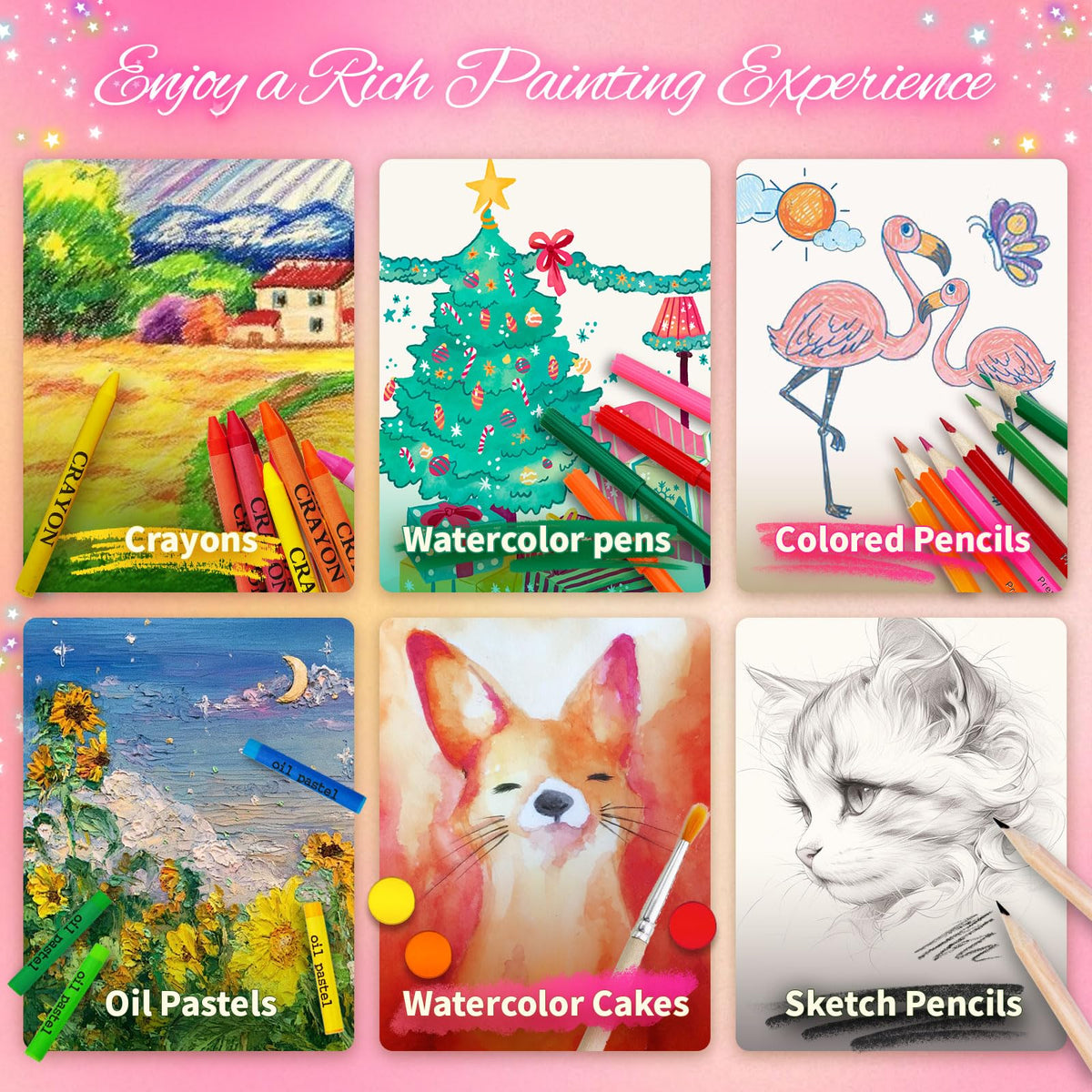 Cokiki Art Supplies for Kids 6-12, 184 Piece Unicorn Drawing Art Kit