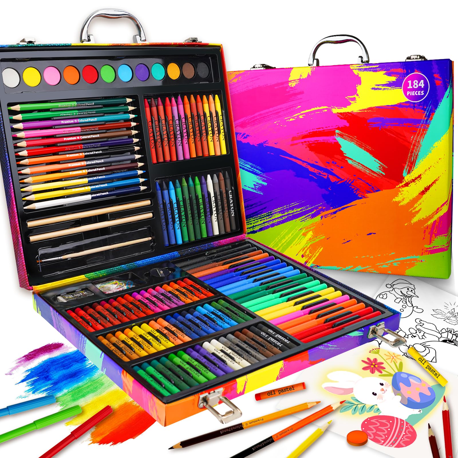 Cokiki Art Kits for Kids 6-12, 184 Piece Art Supplies Drawing Set