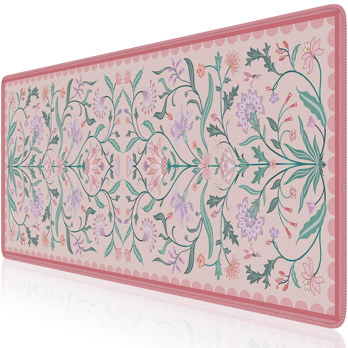 HAOCOO Aesthetic Flower Desk Mat, Pink Computer Pad for Office Dorm Decor