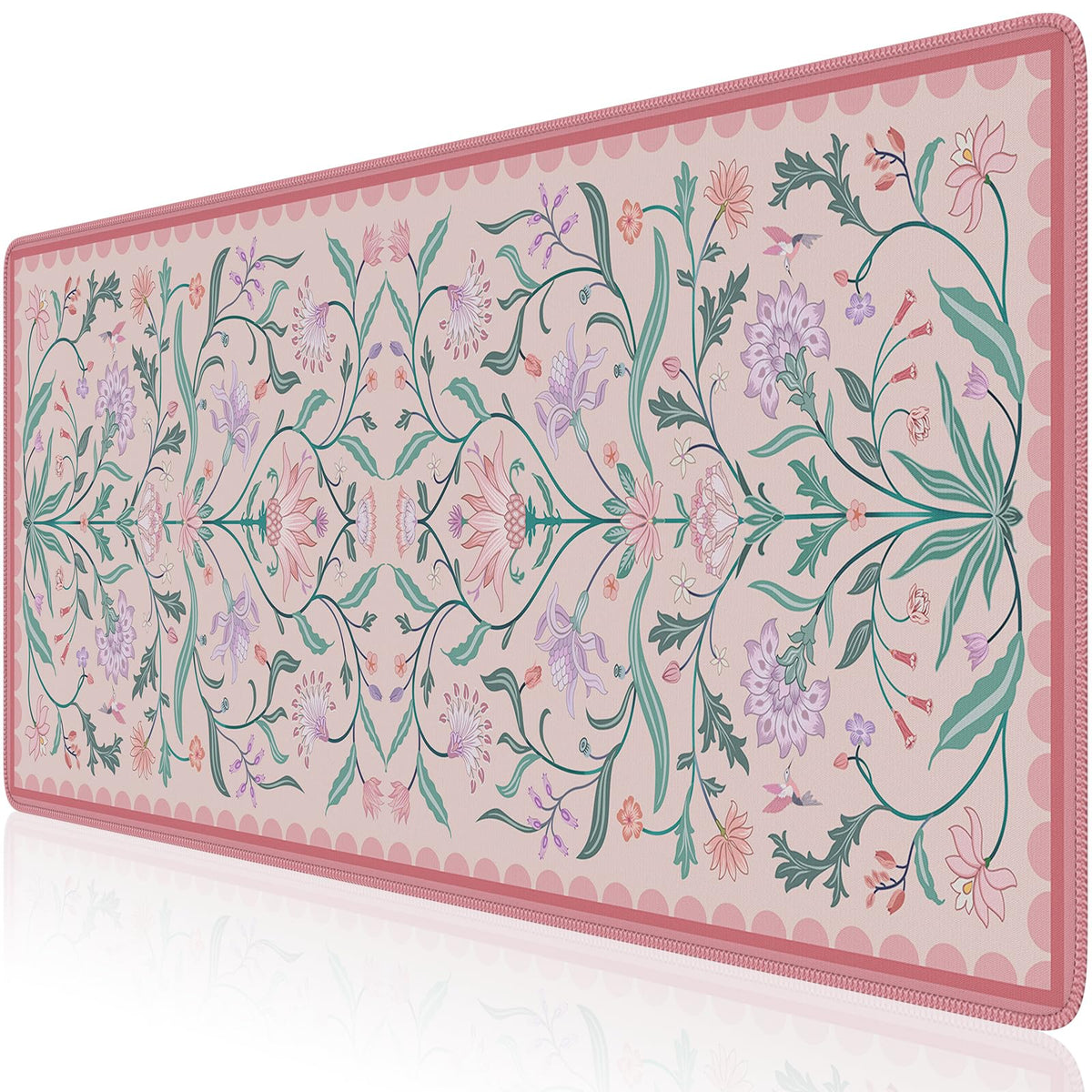 HAOCOO Aesthetic Flower Desk Mat, Pink Computer Pad for Office Dorm Decor