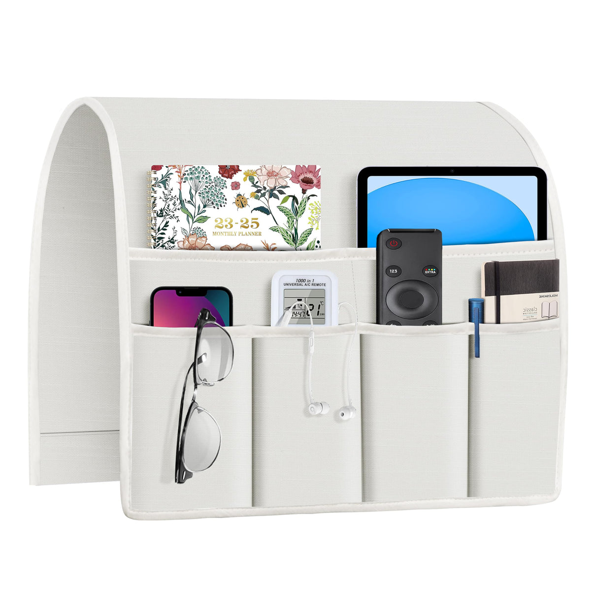 Joywell Remote Control Holder Armchair Caddy Armrest Organizer Off White