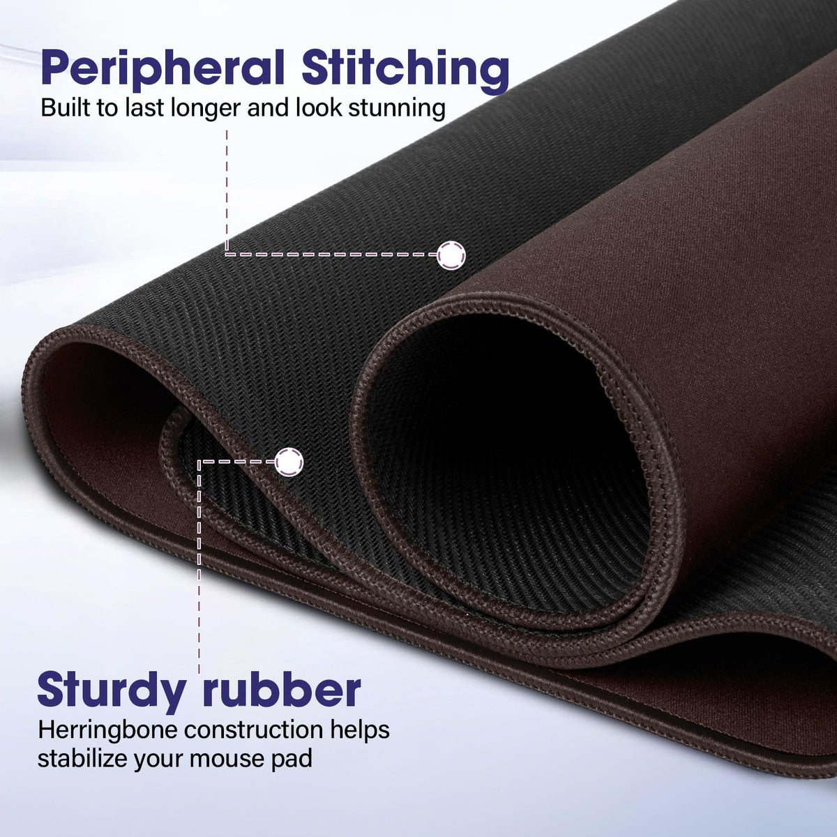 31.5" x 15.7" Waterproof Fabric Mouse Mat, Rubber Anti-Slip Base, Brown