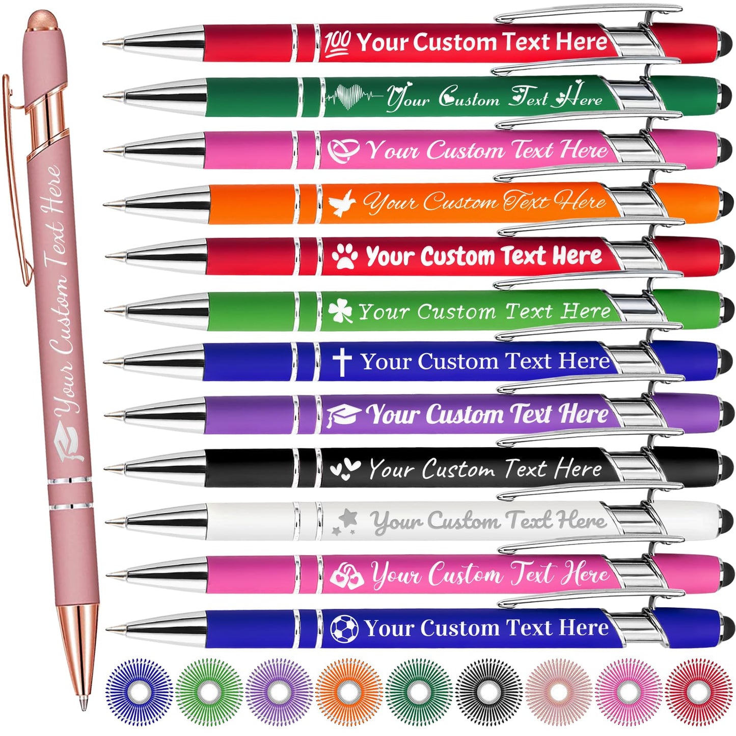 MaWeeTn Personalized Pens with Name Custom Pens, Engraved Pen with Logo Text, 0.5 mm Ballpoint