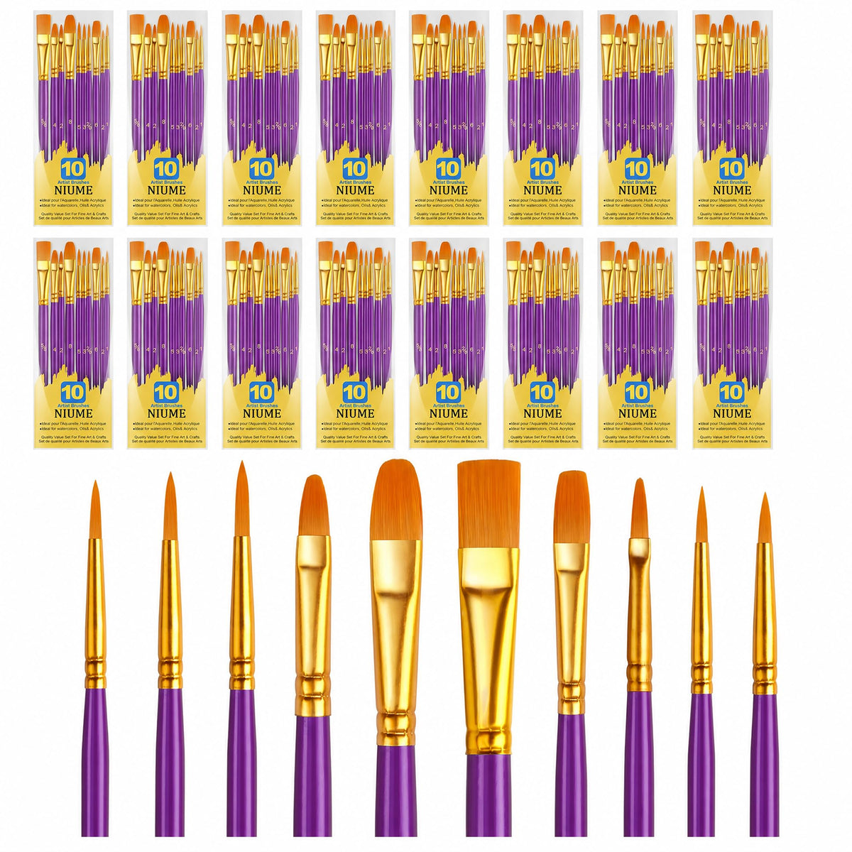 Acrylic Paint Brushes Set, 160Pcs Round Pointed Tip Artist Paintbrushes for Acrylic Painting Oil