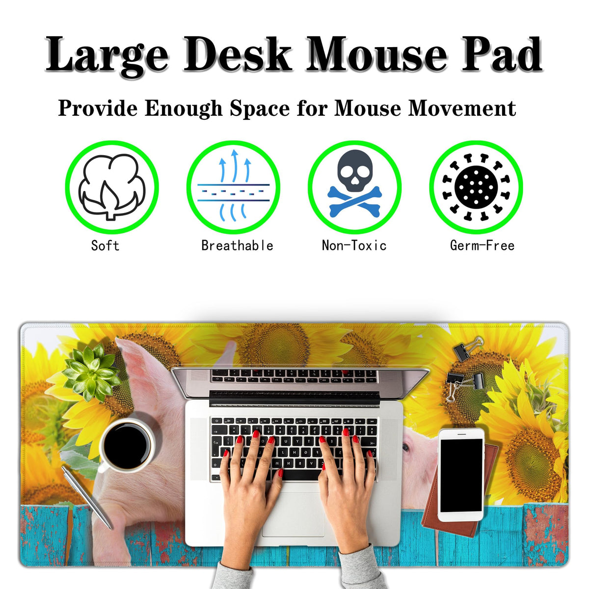 Samgula Keyboard Mat Yellow Blue Long Mouse Pad, Computer Mat Large Desk Pads, Big Desk Mat