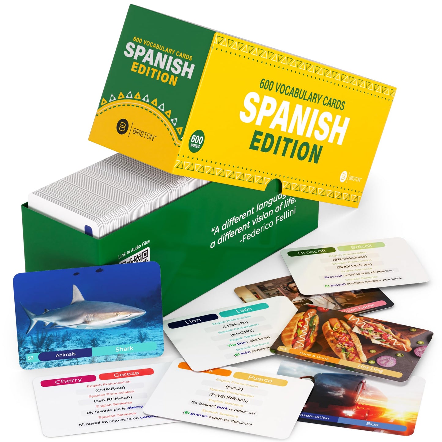 Spanish Vocabulary Flash Cards – 600 Words, Sentences & Pronunciation