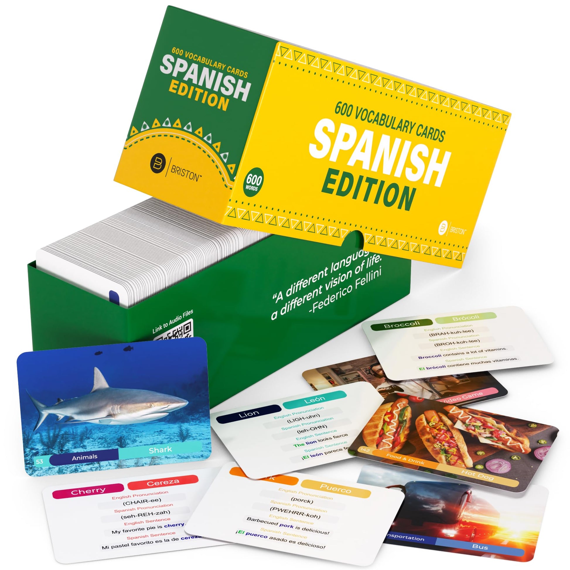 Spanish Vocabulary Flash Cards – 600 Words, Sentences & Pronunciation