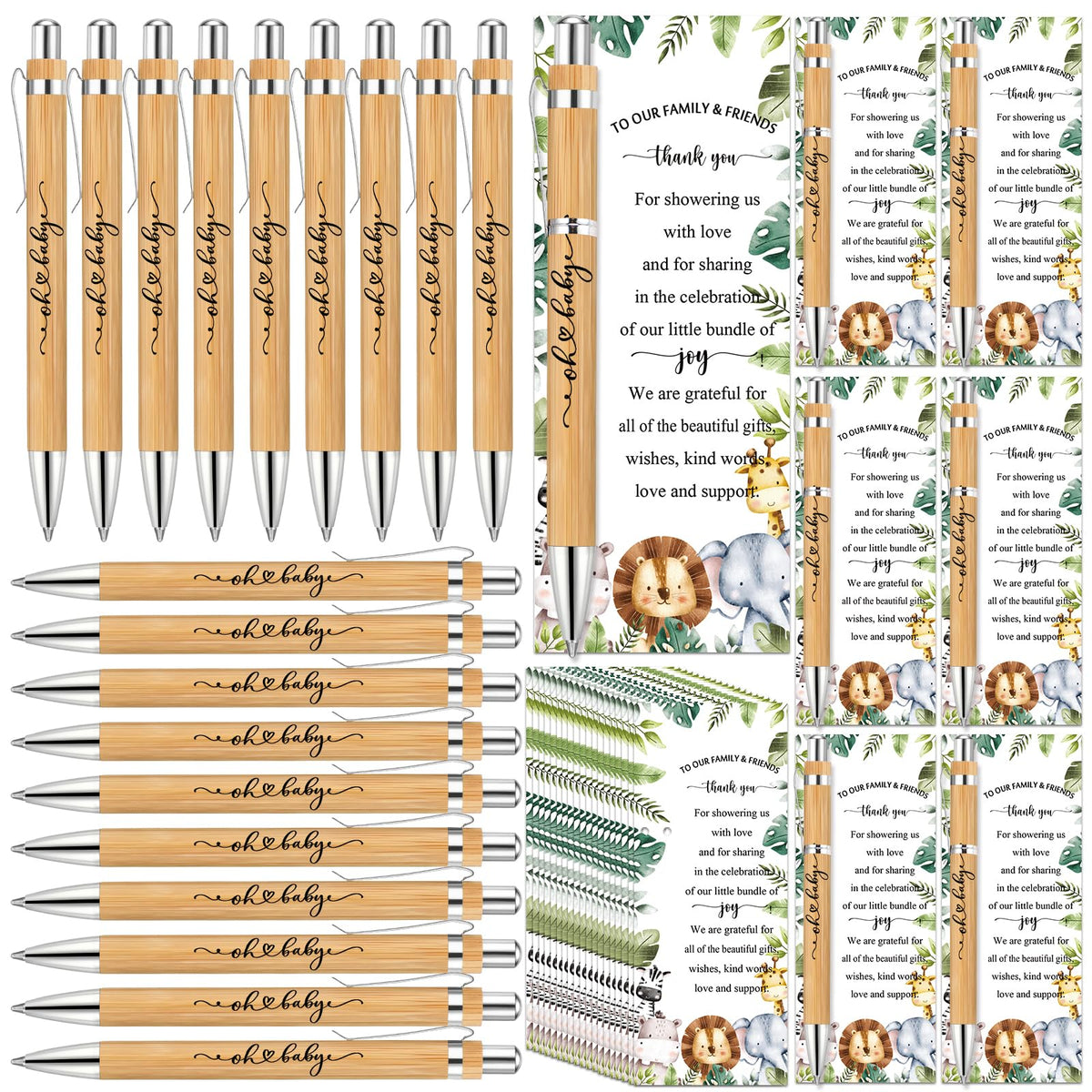 Zhanmai 100 Sets Safari Baby Shower Favors