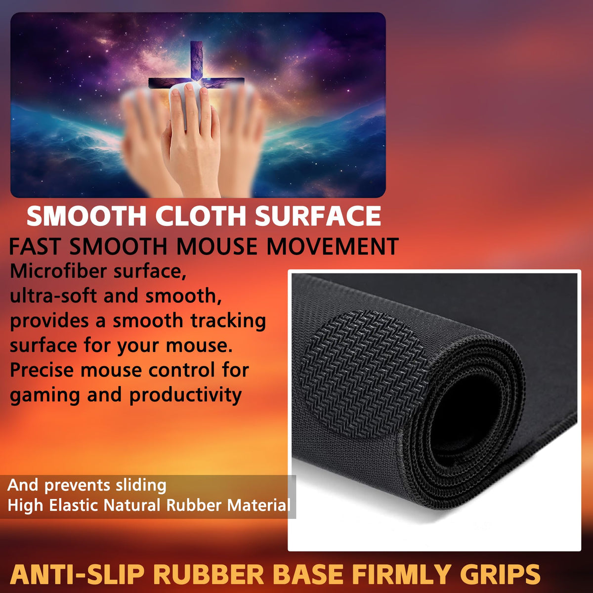 KOAIWPAE Large Gaming Mouse Pad, Jesus Cross Abstract Galaxy Cosmic Desk Pad, 31.5"x15.7" Extended