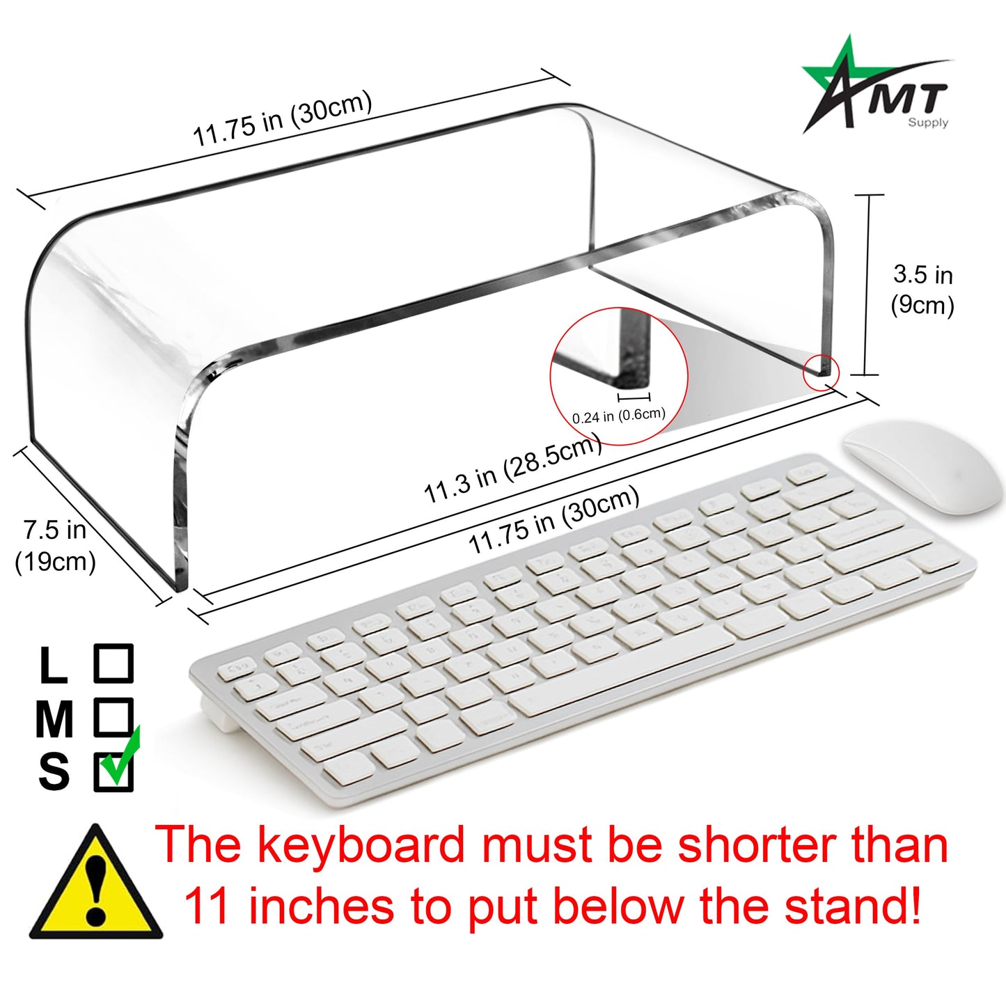 AMT 2 Pack Acrylic Laptop Monitor Stand & Computer Riser with Cat Keyboard Protector, Space-Saving
