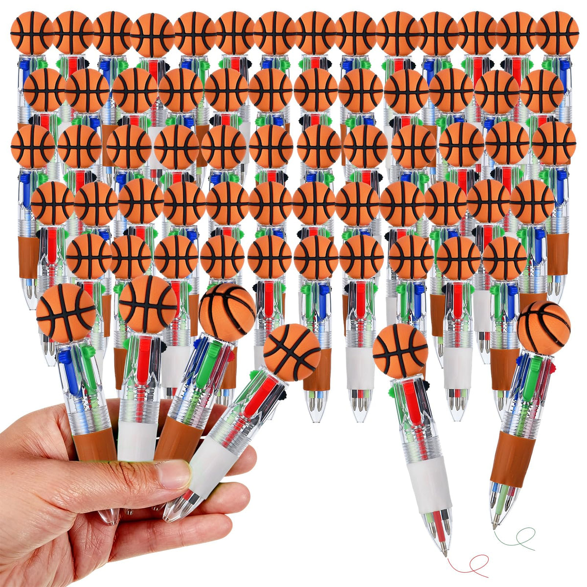 Zhirlyn Basketball Party Favors Basketball Pens Multicolor Pen in One Cute Fun 4-in-1 Pens Bulk