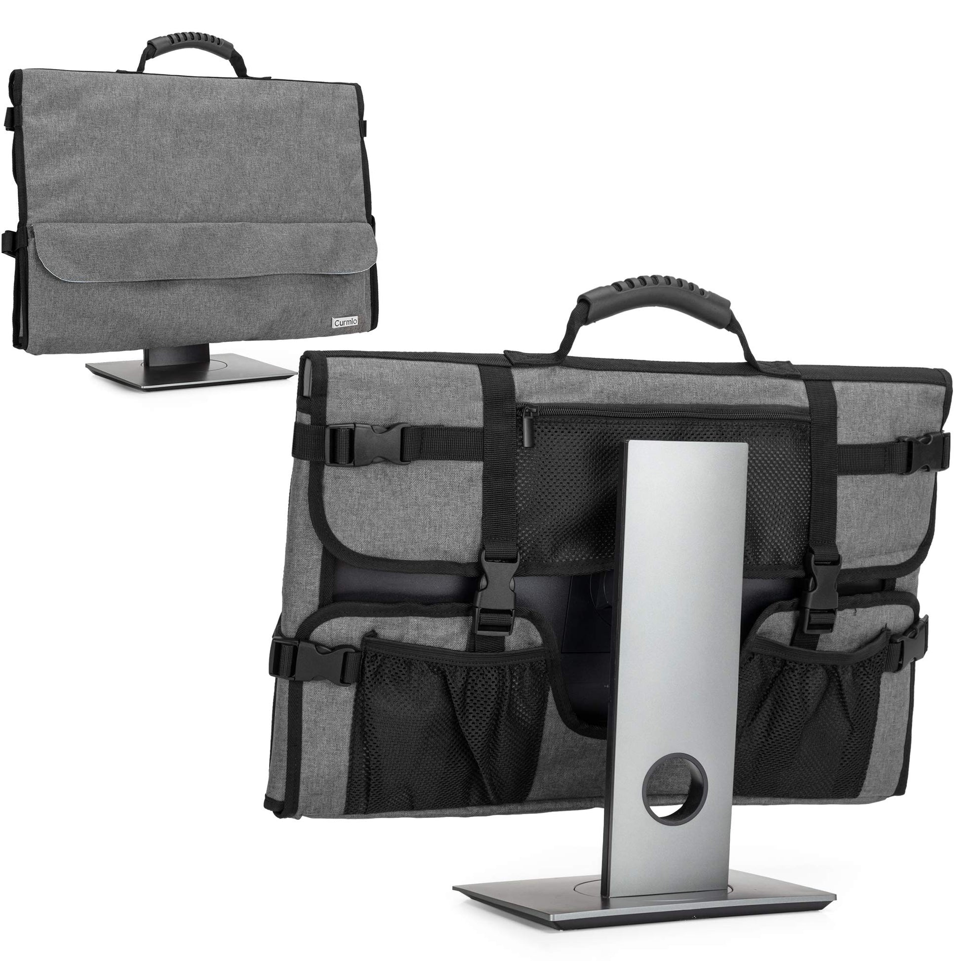 CURMIO 24 Inch Computer Monitor Carrying Case with Rubber Handle, Gray