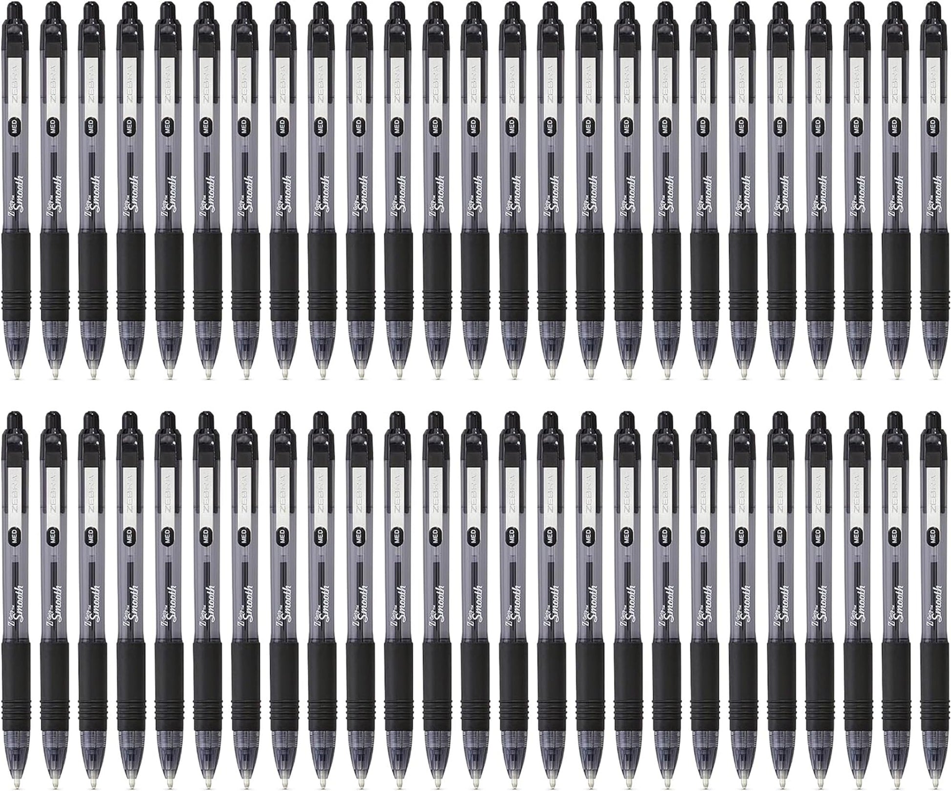 Zebra Z Grip Smooth Black Retractable Ballpoint pens with Easy Glide Ink, Comfortable Grip with