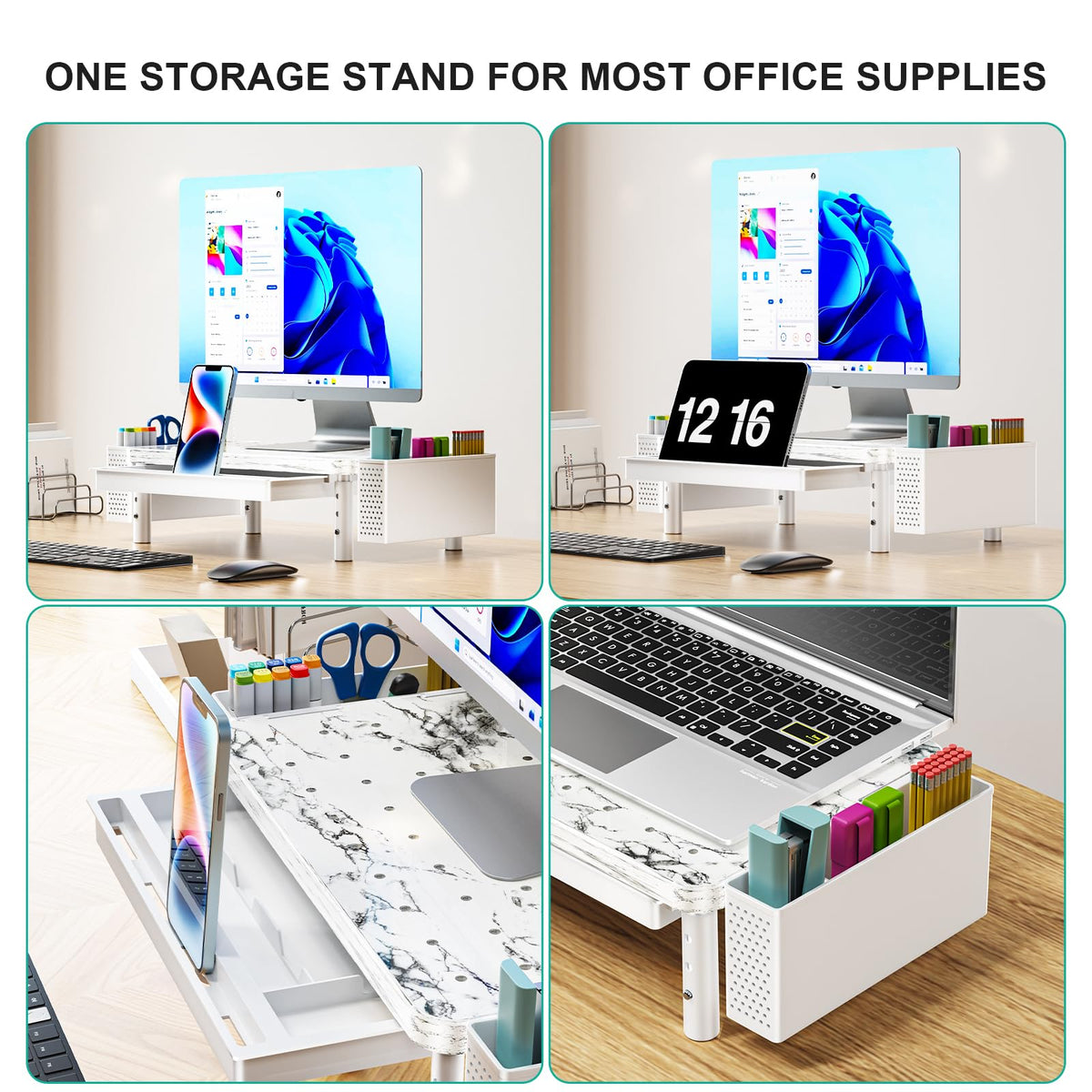 WALI Computer Monitor Stand with Storage and Pen Holder