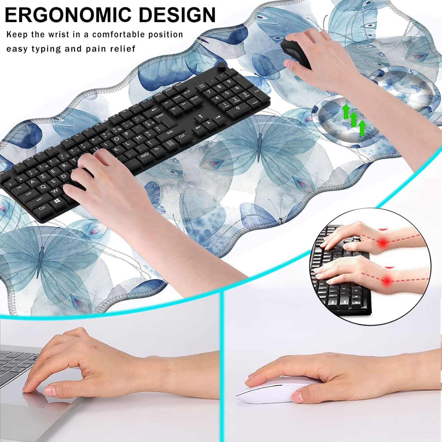 CICPLKSE Mouse Pad with Wrist Support + Desk Mat + Coaster 3 in 1 Set, XL Large Gaming Mousepad