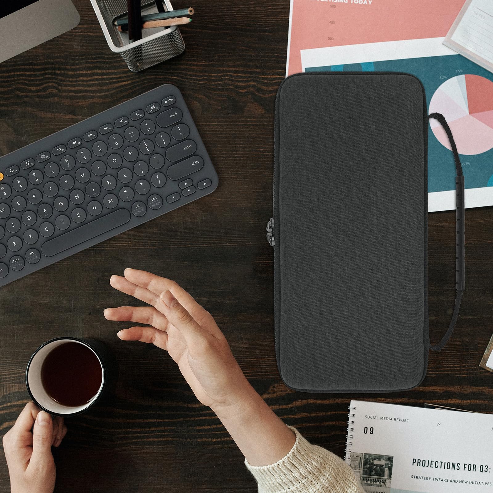 Geekria Keyboard Carrying Case, Hard Shell Protective Travel Bag for Small Compact Keyboard