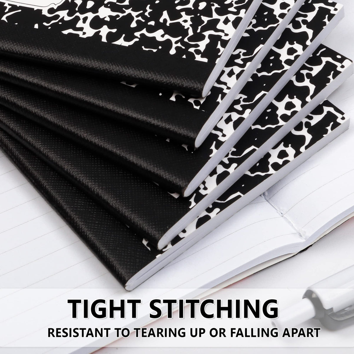 feela Mini Composition Notebook, Cute 30 Pack Black Narrow Ruled Mini Composition Books Bulk, Small