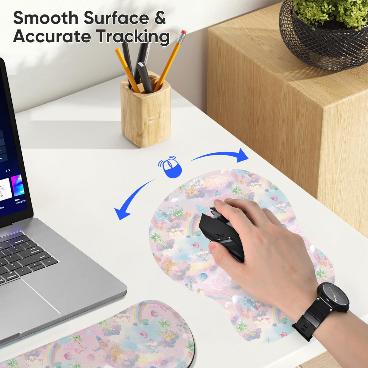 WINTOJO Wrist Rest Support for Mouse Pad Keyboard Set Circle Coaster Gaming Mouse Pad Ergonomic Gel