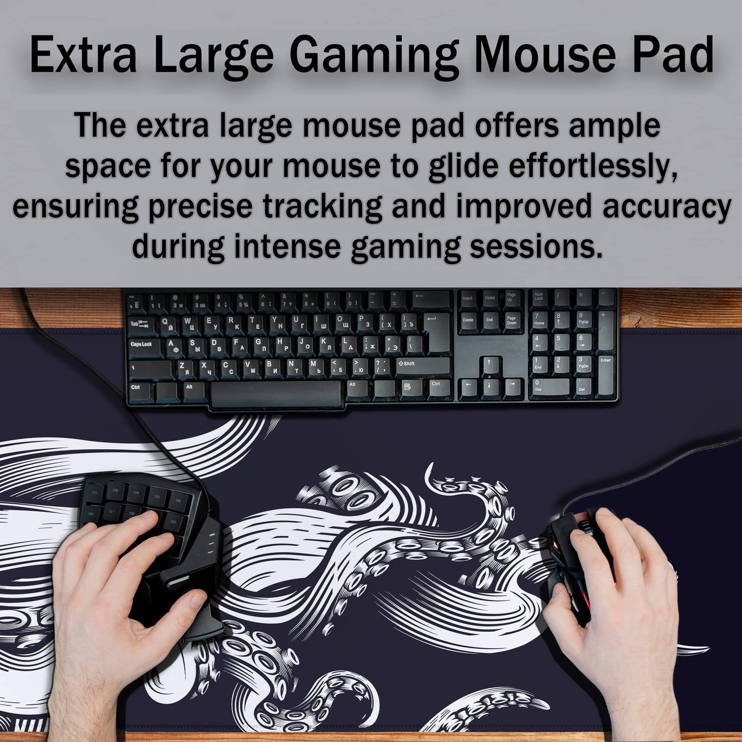 Samgula Game Mat Black Gaming Mouse Pad Extra Large Mouse Pads Computer Desk Accessories for Men