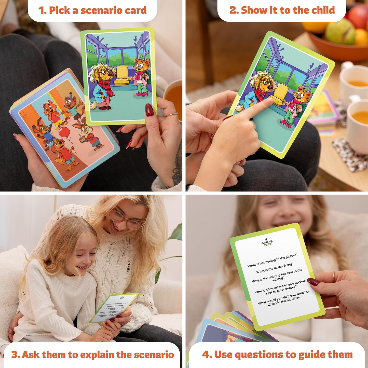 Who What Why Conversation Cards for Kids, Speech Therapy Materials, Ages 4+