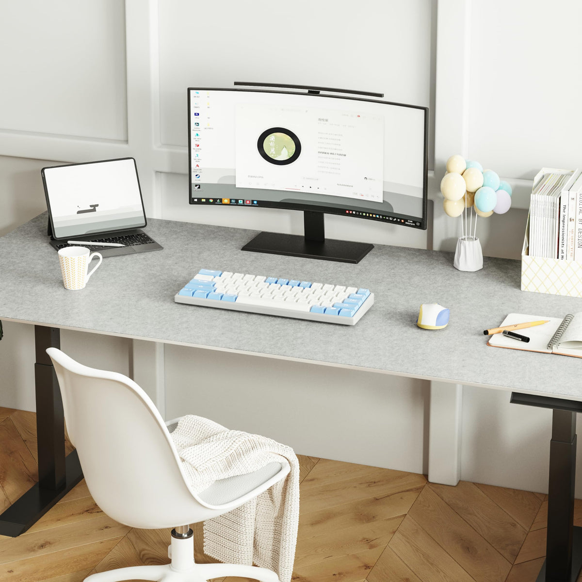 DAWNTREES Large Felt Desk Mat, 47.2"x 23.6", Desk Pad for Office and Home