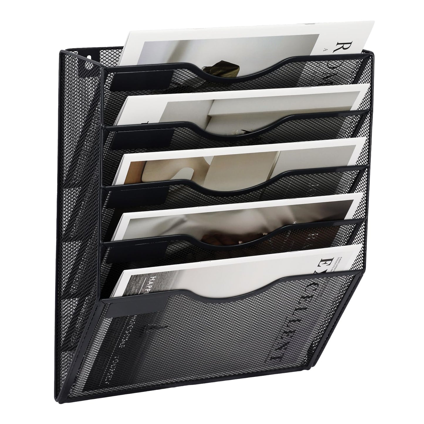 EASEPRES 5 Pocket Mesh Hanging Wall File Organizer, Wall Mounted Mail Paper Document Folder Holder