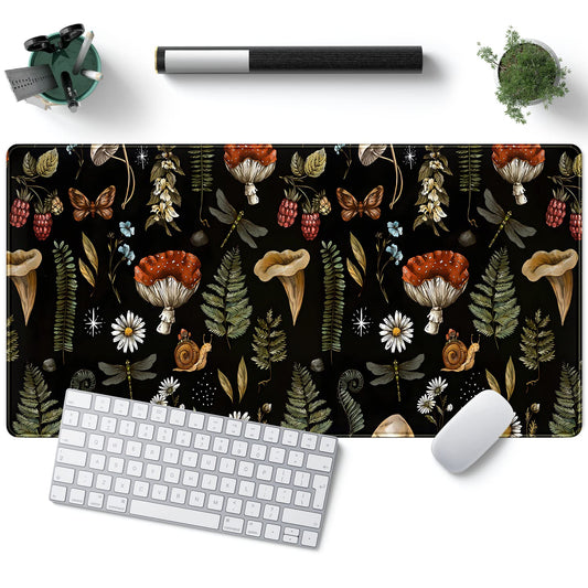 Black Mouse Pad Cottage Core Aesthetic Mouse Pads Mushroom Desk Pad Vintage Mouse Pad Forest Magic