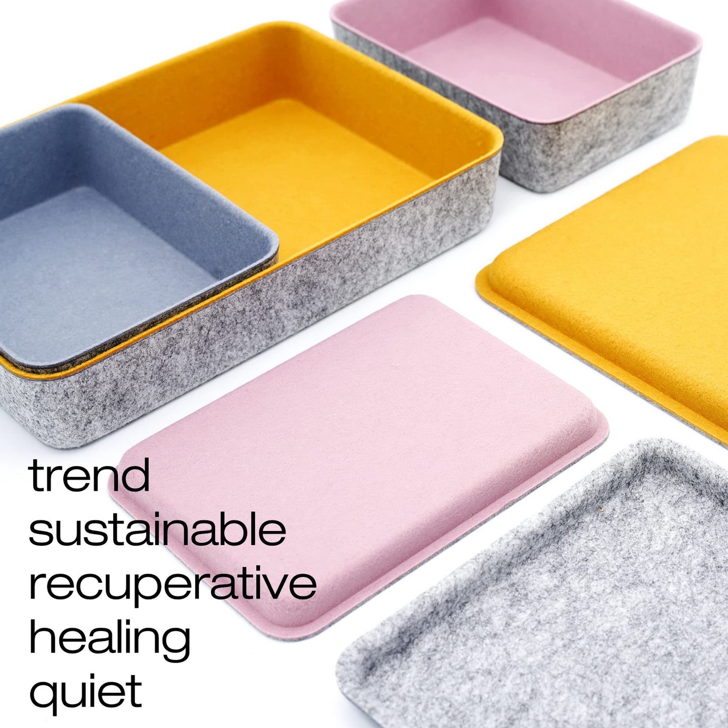 Welaxy 3pc Stackable Lidded Felt Desk Drawer Organizer Multi-Color Bins