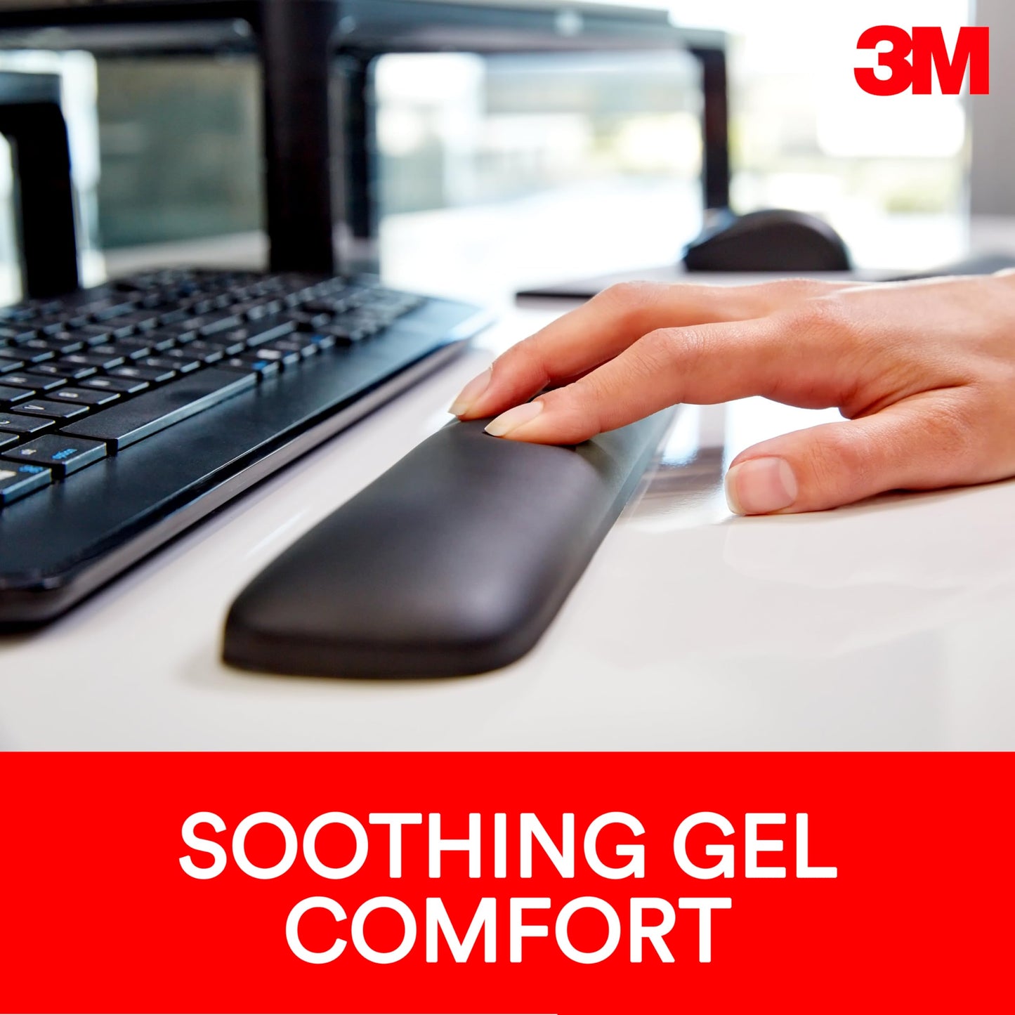 3M Gel Wrist Rest for Keyboards, Soothing 3M Gel Technology and Satin Smooth Cover for All Day