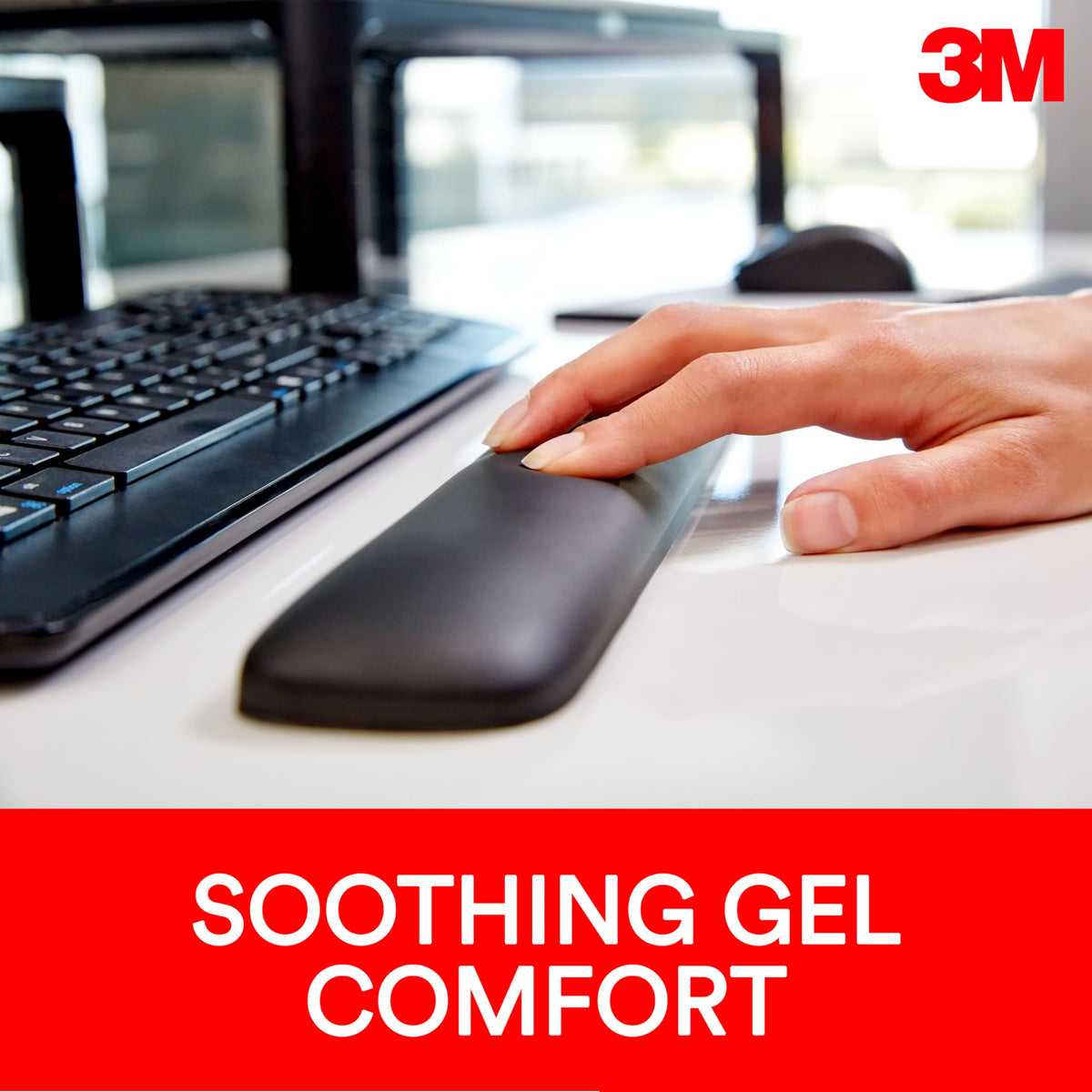 3M Gel Wrist Rest for Keyboards, Soothing 3M Gel Technology and Satin Smooth Cover for All Day